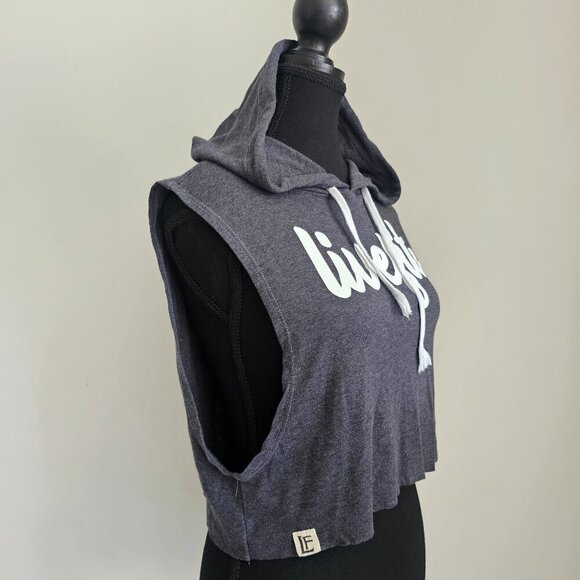 Live Fit LVFT Women's Grey Sleeveless Hooded Crop Top, Size Small - Picture 5 of 12